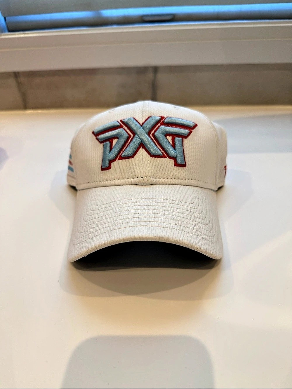 PXG 9TWENTY White Adjustable Golf Hat with Chicago colors and flag